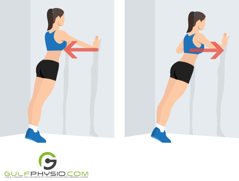 A diagram displaying how to do a wall push-up