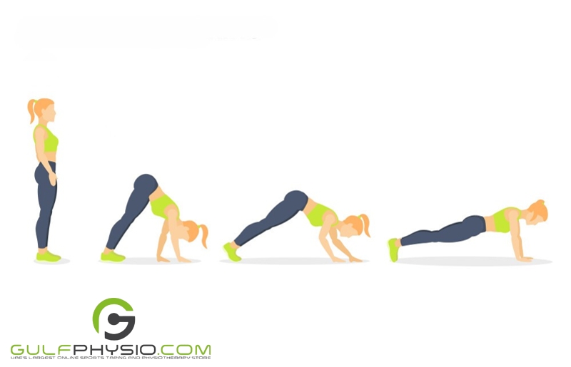  A diagram of how to do inchworm exercise.